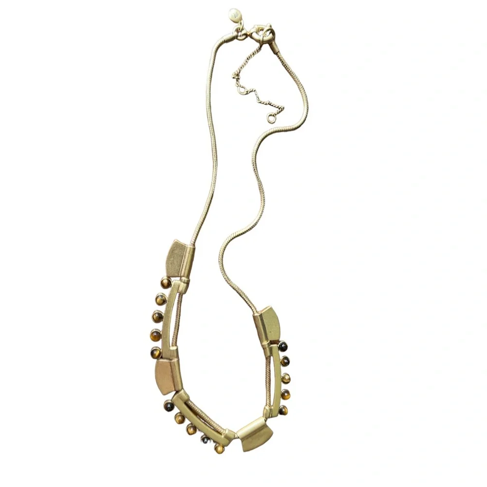 Madewell Art Deco Brushed Gold Slide Pendant Necklace - Picture 2 of 9